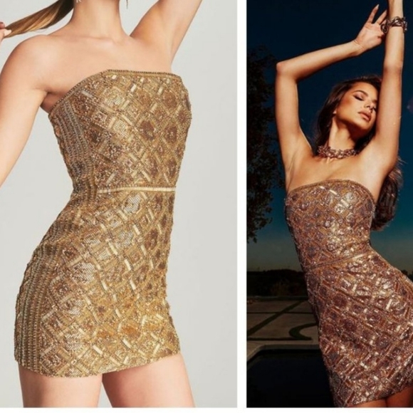 Retrofete Dresses & Skirts - Retrofete Heather Sequin gold party dress